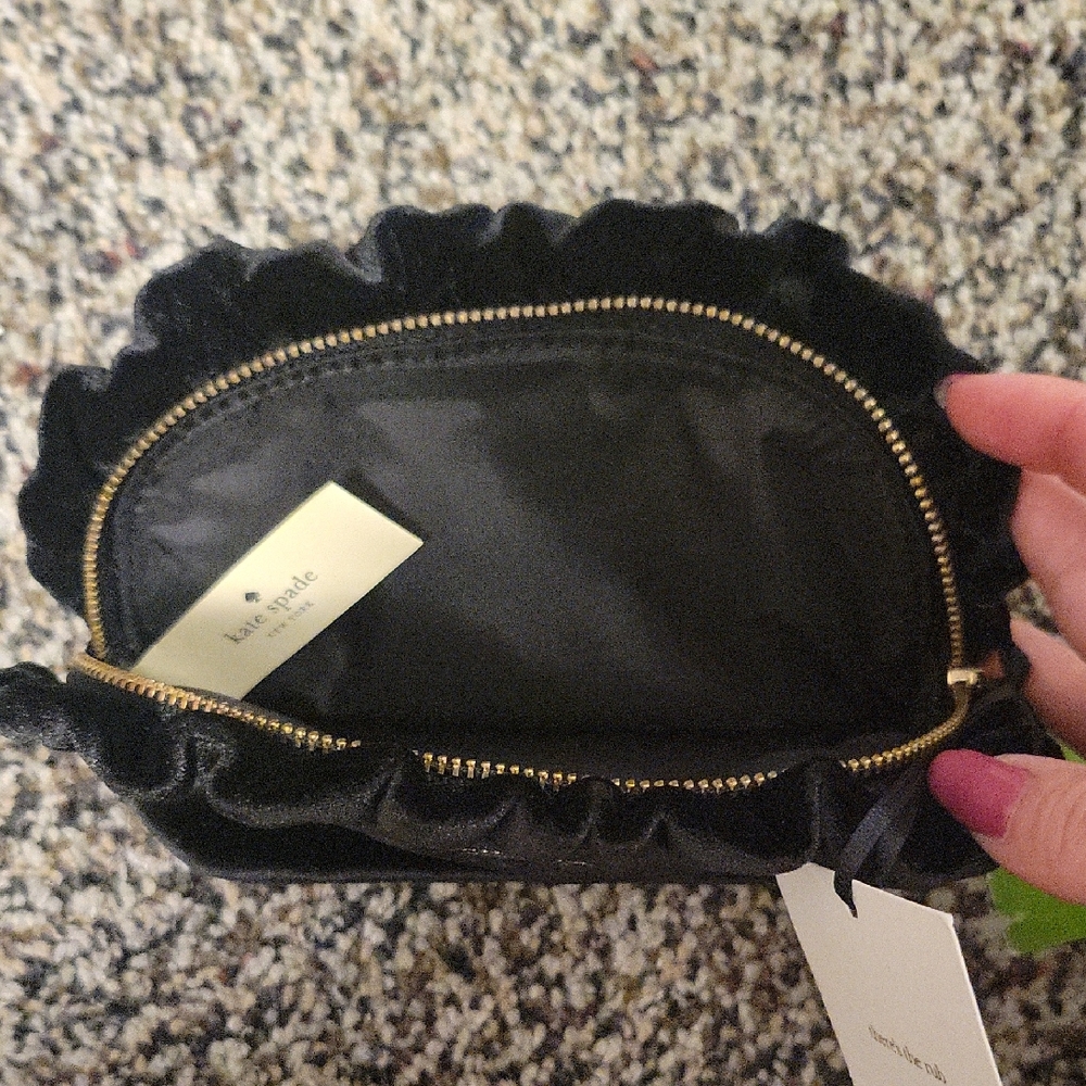 Kate Spade Black Velvet Cosmetic Case - Picture 3 of 3